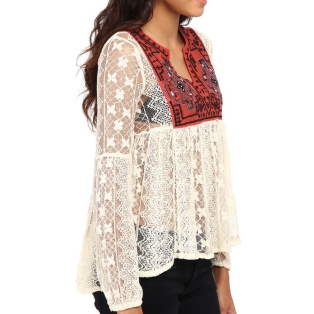 Free people lace and gauze tunic S - Picture 6 of 9